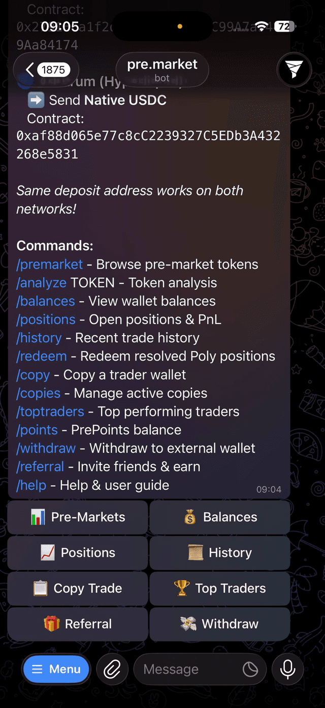 PreMarket Bot on Telegram